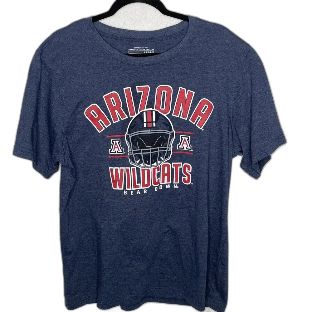 Blue T-Shirt University of Arizona Men’s Large Wildcats Bear Down Football - Picture 1 of 8